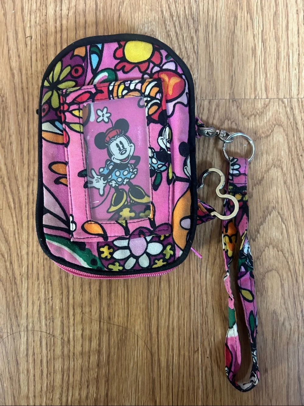 Pink Minnie Mouse Floral Wristlet Card Holder